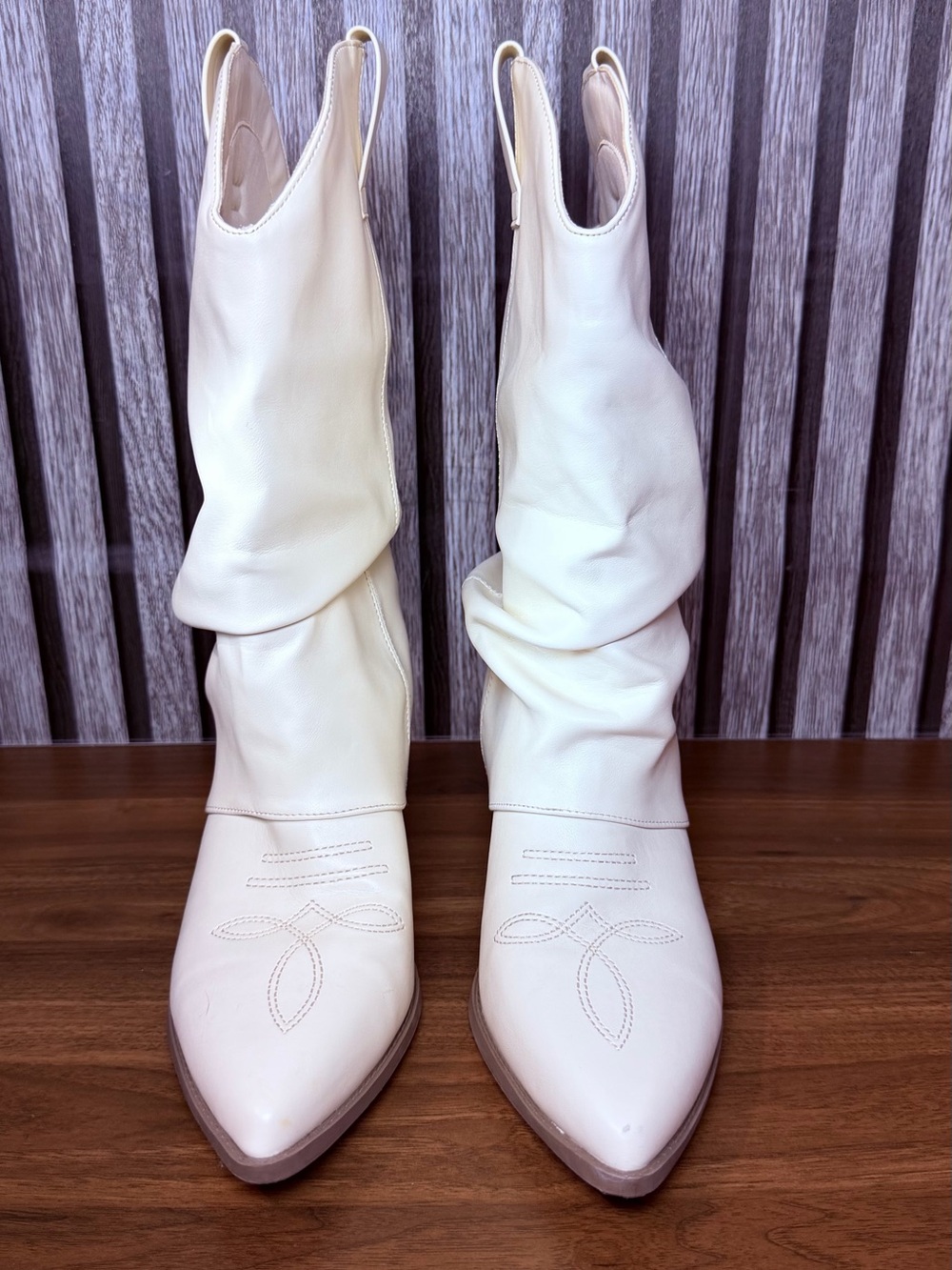 Indigo Ivory Slouchy Pointed-Toe Over-the-Knee Boots